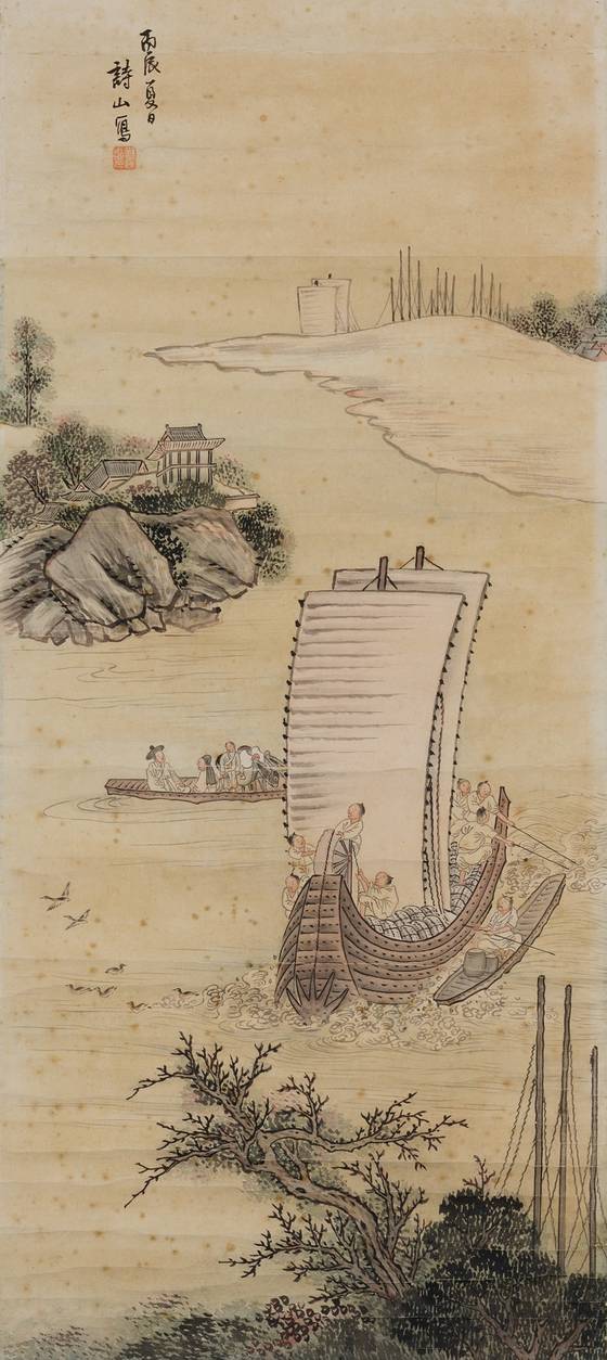 지방의 세곡을 실어나르는 배 세곡선(쌍돛배)이 그려진 조선 후기 도화서 화원 유운홍의 풍속화. 국립중앙박물관