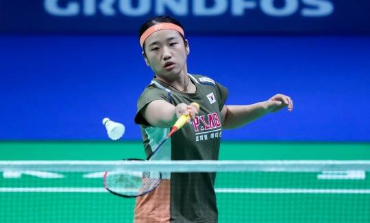 덴마크오픈 준결승전 치르는 안세영. 사진[EPA=연합뉴스]