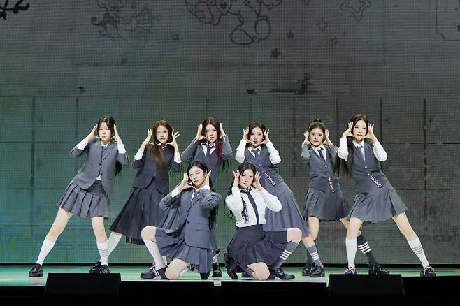 SM엔터테인먼트 소속 '하츠투하츠'가 20일 서울 용산구 블루스퀘어 SOL트래블홀에서 첫 번째 미니앨범 발매를 맞아 쇼케이스를 진행했다. /사진=SM엔터테인먼트