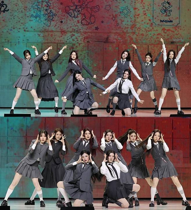 하츠투하츠가 타이틀곡 '포커스' 무대를 하는 모습. 연합뉴스