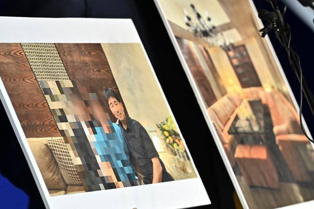 5월 19일 노종면 당시 더불어민주당 선대위 대변인이 서울 여의도 당사에서 지귀연 서울중앙지법 부장판사의 '고급 술집 향응 수수 의혹'을 제기하며 공개한 사진들. 정다빈 기자