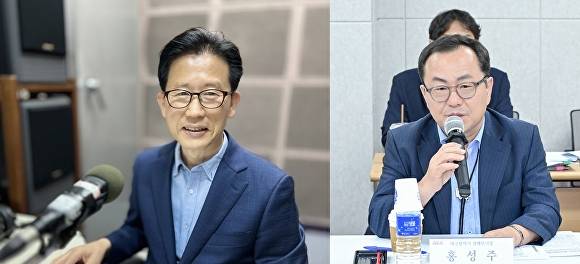 왼쪽부터 김형일 현 달서구 부구청장, 홍성주 현 대구시경제부시장 [사진=불교방송 대구시]
