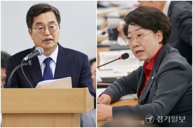 김동연 경기도지사와 국민의힘 이달희 의원. 윤원규기자