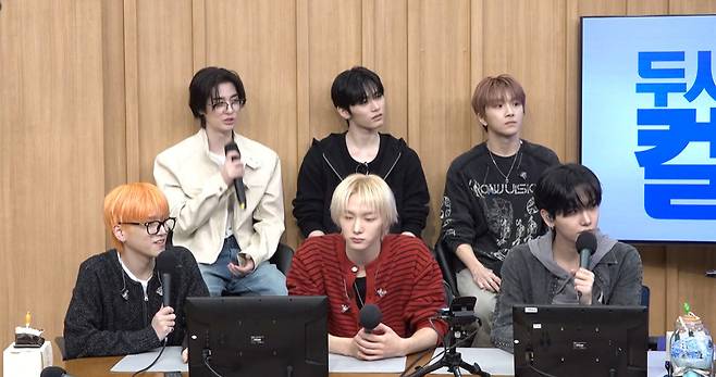 왼쪽  위부터 시계방향으로 이한, 태산, 운학, 명재현, 성호, 리우 (사진=SBS 파워FM ‘두시탈출 컬투쇼’ 캡처)