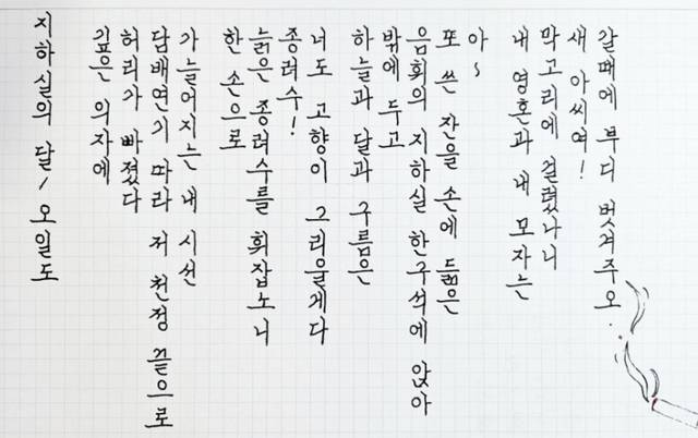 일도 오희병 시인의 '지하실의 달'