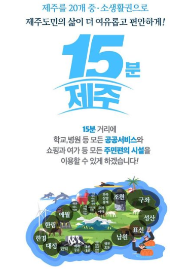 제주도 당국의 15분 도시 홍보자료.