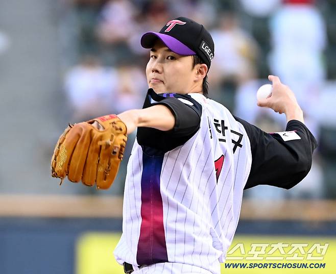 29일 잠실야구장에서 열린 키움과 LG의 경기, LG 선발투수 임찬규가 역투하고 있다. 잠실=허상욱 기자wook@sportschosun.com/2025.08.29/