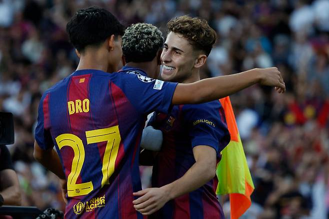 [바르셀로나=AP/뉴시스] 스페인 프로축구 프리메라리가 바르셀로나의 페르민 로페스. 2025.10.21.