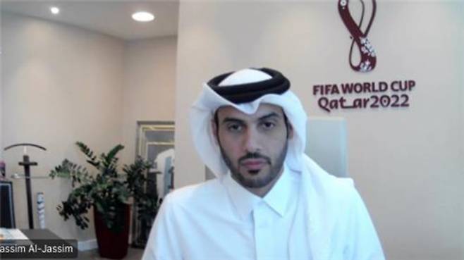 화상회의 하는 알자심 사무총장. 화상회의 화면 캡처