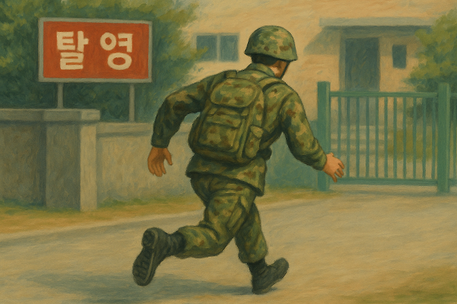 군인 탈영 이미지.  AI이미지 생성