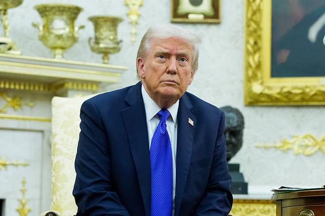 도널드 트럼프 미국 대통령이 22일(현지시간) 미국 워싱턴DC 백악관에서 연설을 하고 있다. [EPA]