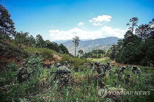 멕시코 게레로에서 양귀비 작물 제거하는 장병들 [EPA=연합뉴스 자료사진 제공]