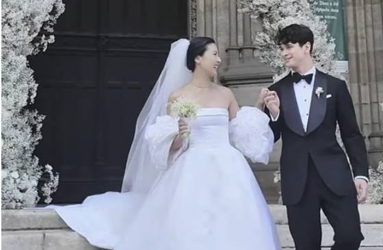 지난 8월 프랑스 파리 지방시 가문 소유 성당에서 거행된 지방시 창립자 후손인 션 태핀 드 지방시와 정다혜씨의 결혼식. SNS 캡처.