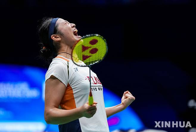 [선전=신화/뉴시스] 배드민턴 안세영. 사진은 지난 9월 2025 세계배드민턴연맹(BWF) 리닝 중국 마스터스(슈퍼750) 당시. 2025.09.21.