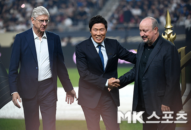 아르센 벵거(사진 맨 왼쪽부터), 차범근, 라파엘 베니테스. 사진(서울 상암)=천정환 기자