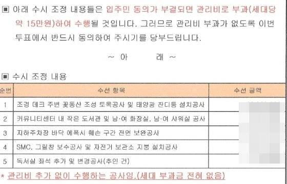 문제가 된 광명 하안동 A아파트 입주자대표회의 공고문 일부. 독자제공