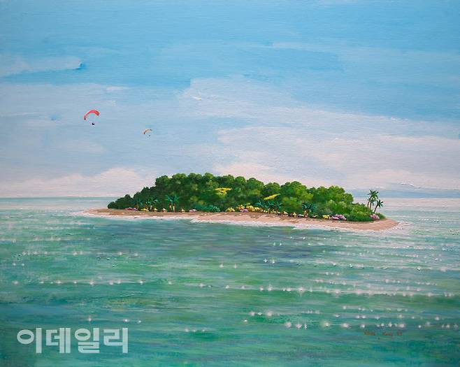 강라희 ‘기억의 섬’(The Island of Remembrance·2025), 캔버스에 아크릴, 90.9×72.7㎝(사진=작가)