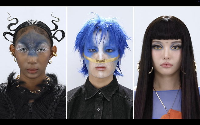 지난 24일 쿠팡플레이 '저스트 메이크업'에서 고상우 화가의 그림 ‘카마데누’를 메이크업으로 재해석하는 미션이 진행됐다. 쿠팡플레이 제공