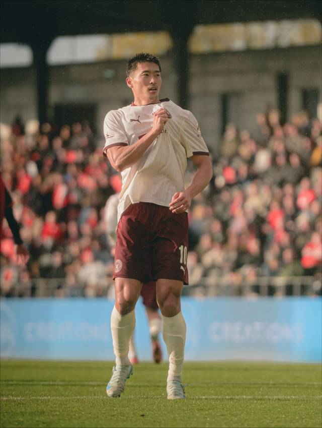 골을 넣고 세리머니하는 조규성. 미트윌란 구단 소셜미디어