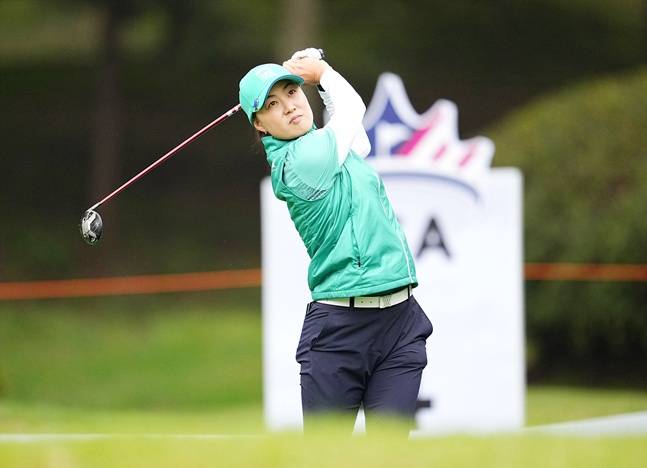 이민지가 에인절 인과 결승 매치에서 티샷을 날리고 있다. /사진=LPGA 제공