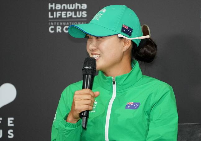 이민지가 우승 기자회견에서 취재진의 질문에 답하고 있다. /사진=LPGA 제공
