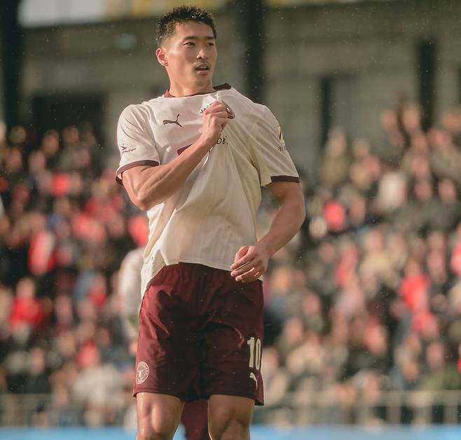 골 세리머니를 펼치는 조규성 [미트윌란 인스타그램 캡처. 재판매 및 DB 금지]