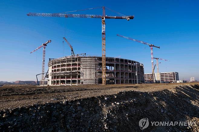 2025년 1월 건설 중인 산타줄리아 아이스하키 아레나 모습 [AP=연합뉴스 자료사진]