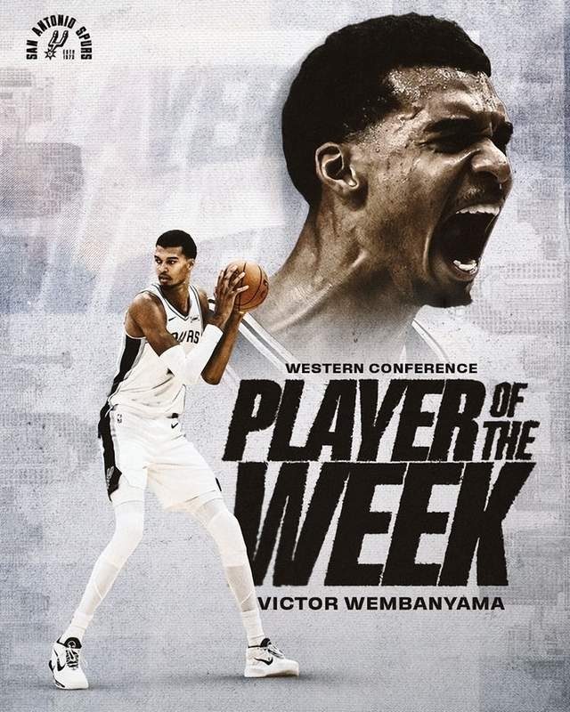 샌안토니오 빅터 웸반야마가 NBA 새 시즌 첫 주간 MVP에 올랐다. NBA SNS