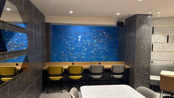 Another section shows fishes swimming [WOO JI-WON]