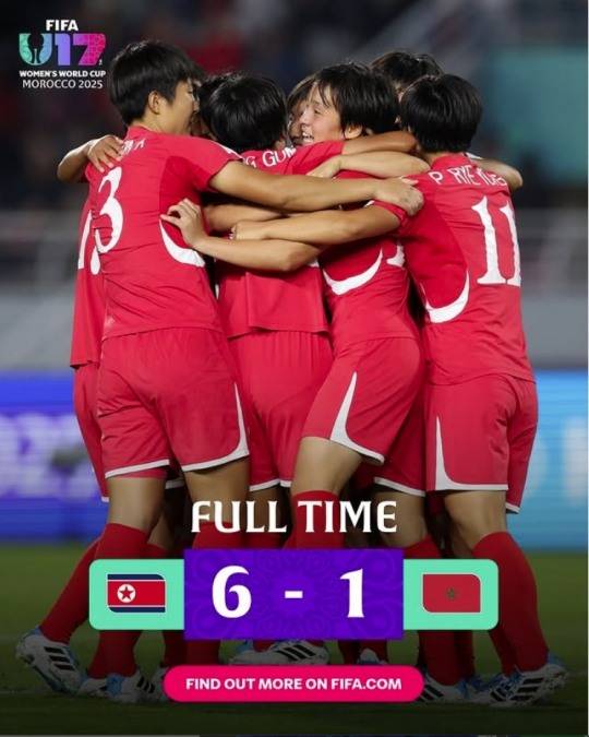 북한 여자 축구, U-17 월드컵 16강서 모로코 6-1 대파 / 사진=연합뉴스