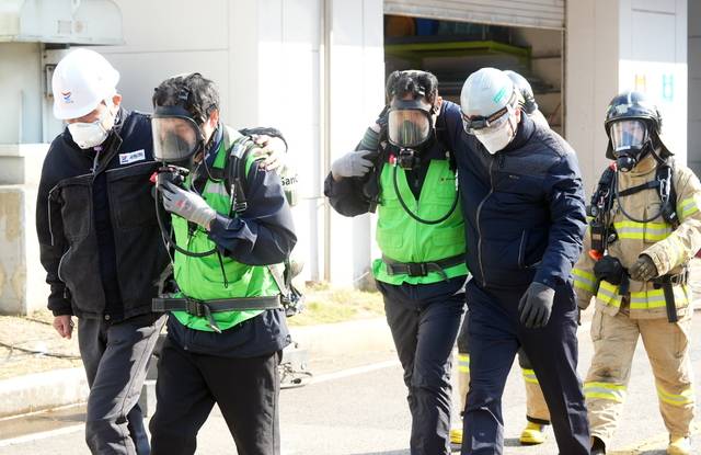 29일 경기 수원시 영통구 한국지역난방공사 광교지사에서 행정안전부가 주관하는 2025년 하반기 재난대응 안전한국훈련이 실시되고 있다. 한국지역난방공사 제공