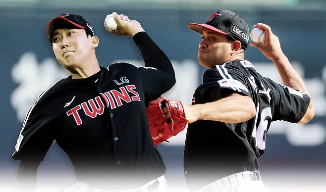 LG 손주영(왼쪽)· 치리노스. LG트윈스 제공