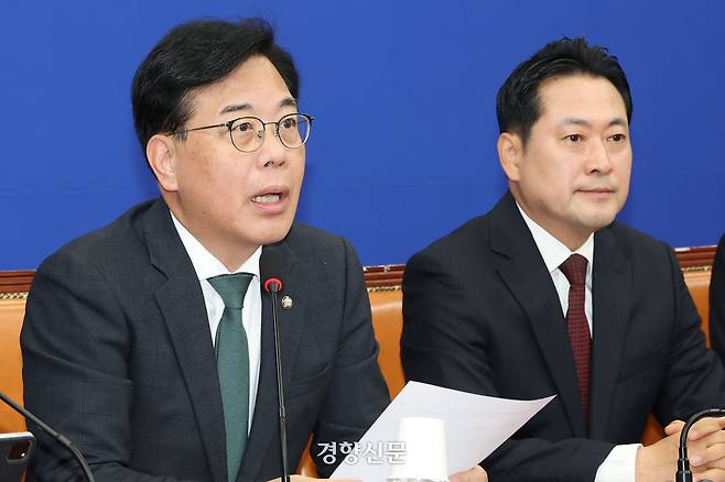 송언석 국민의힘 원내대표가 30일 국회에서 열린 최고위원회의에서 발언하고 있다. 한수빈 기자