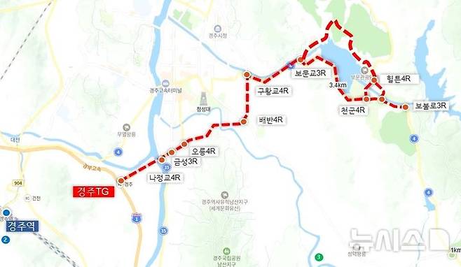차량 통제 구간 위치도.(사진=뉴시스 DB)