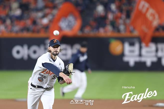 한화 라이언 와이스의 역투 모습. 한화이글스 제공