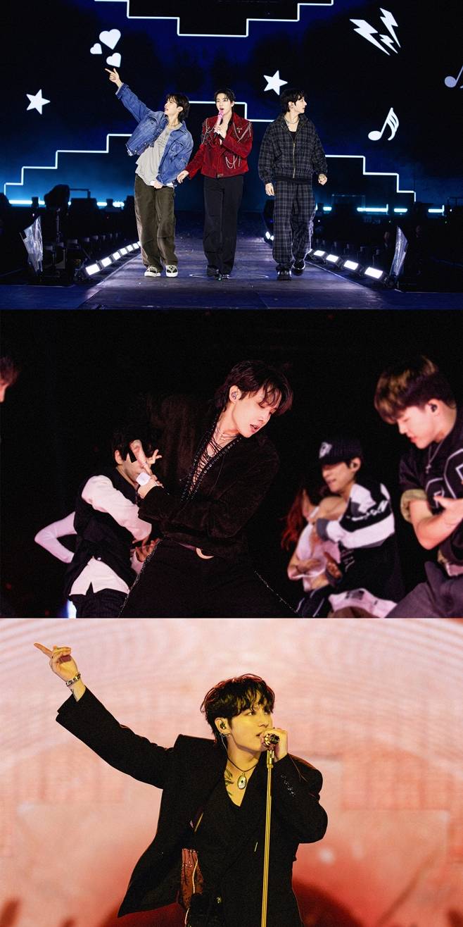 J-Hope, Jin e Jungkook do BTS