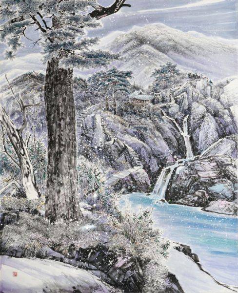 한국화 대상, 박부경 作 '순백의 찬란'.