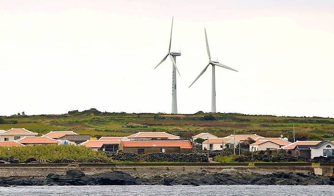 가파도에 설치됐다 지난해 철거된 풍력발전기 모습.