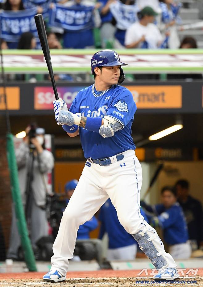 9일 인천SSG랜더스필드에서 열린 SSG와 삼성의 준PO 1차전. 삼성 박병호가 타격을 하고 있다. 인천=박재만 기자 pjm@sportschosun.com/2025.10.09/