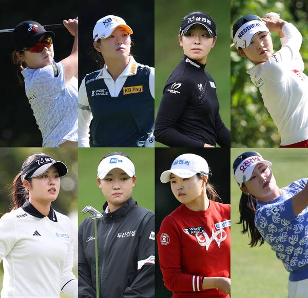 한국여자프로골프(KLPGA) 투어 2025시즌 상금왕, 신인상, 다승왕 등을 경쟁하는 홍정민, 방신실, 유현조, 이예원, 서교림, 김민솔, 고지원, 노승희 프로. 사진제공=KLPGA (사진을 무단으로 사용하지 마십시오.)