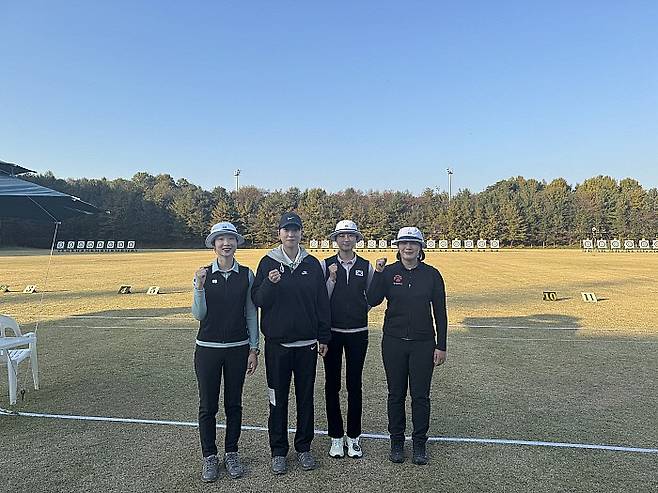 왼쪽부터 최미선, 안산, 오예진, 김수린. 광주시양궁협회 제공