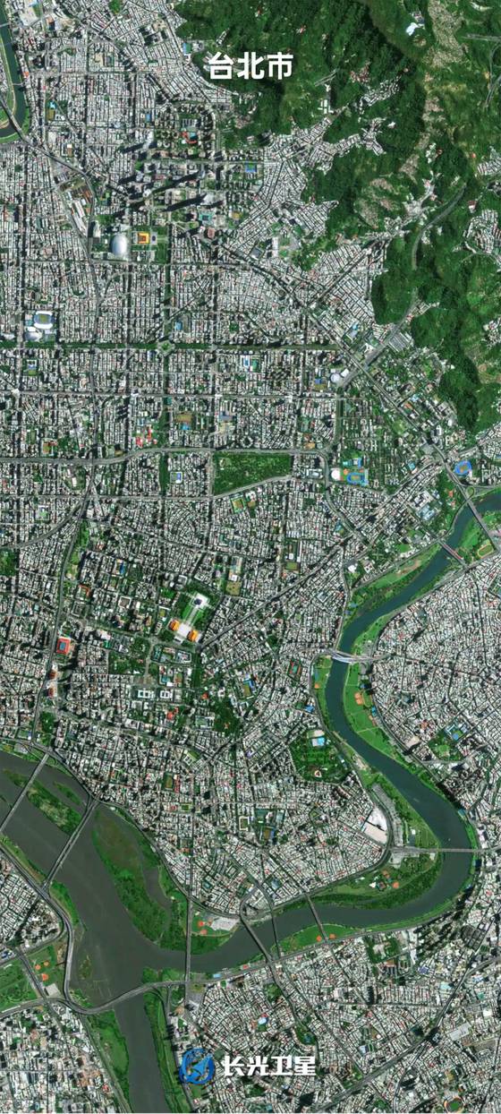 중국의 위성사진 업체 창광위성이 지난달 25일 위챗에 공개한 대만 타이베이 고해상도 위성사진. 위챗캡처