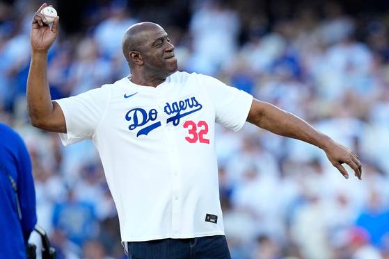 LA 다저스 공동 구단주 매직 존슨. AP=연합뉴스