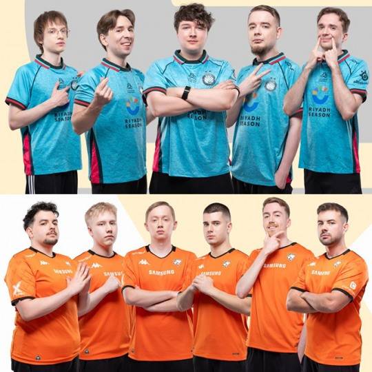 '펍지 글로벌 시리즈' 시즌 9 우승팀인 유럽·중동·아프리카(EMEA) 지역의 트위스티드 마인즈와 시즌 10 우승팀인 EMEA 지역의 버투스 프로. 자료 제공 : 크래프톤