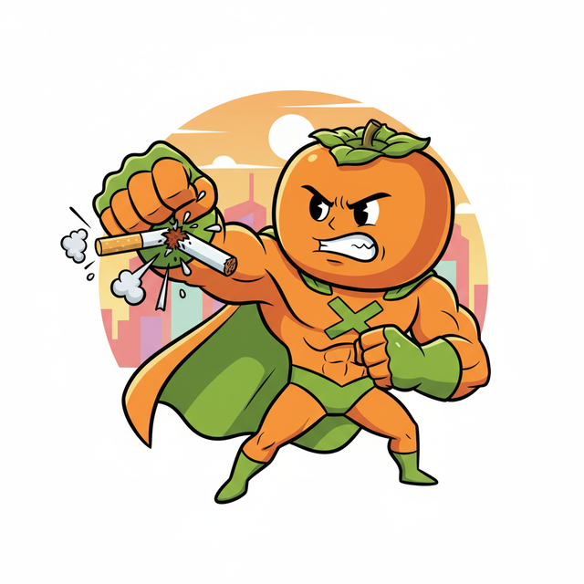 단감은 담배의 주요 발암물질인 니코틴이 몸 안에서 만들어내는 대사산물 ‘코티닌’을 체외로 배출시키는 데 효과가 있는 것으로 나타났다. 미리캔버스