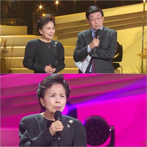 '가요무대' 40주년 특집 무대에 오른 가수 이미자(좌)와 김동건 아나운서(우) [KBS 제공. 재판매 및 DB 금지]