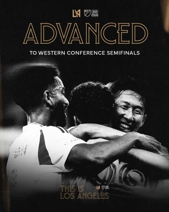 미국 메이저리그 사커(MLS)컵 서부 콘퍼런스 플레이오프(PO) 4강(MLS컵 전체 8강) 진출 소식을 알린 로스앤젤레스FC. /사진=로스앤젤레스FC 공식 사회관계망서비스(SNS)