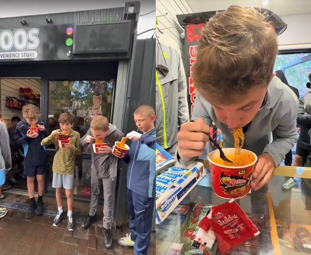 리버풀 학생들 사이에서 유행하는 '핵불닭 챌린지' [틱톡 '스카우스후스' 캡처]