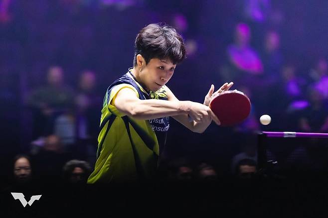 WTT 시리즈에 나선 주천희의 경기 장면 [WTT 인스타그램 캡처. 재판매 및 DB 금지]