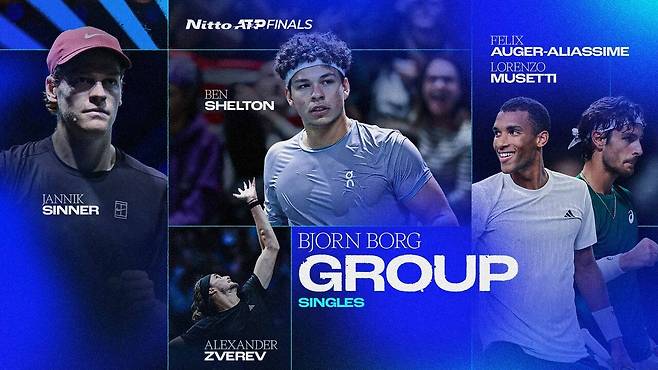 비욘 보리 그룹의 시너, 즈베레프, 쉘튼 그리고 아직 출전이 확정되지 않은 알리아심과 무세티. ATP Tour